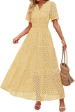 Women's V-Neck A-Shaped Hollow Lace Cake