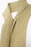 Beige Draped Halter Neck Knit Midi Dress- Outfit