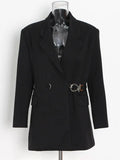 Fashion Commuting Wind To Close The Waist Thin Suit Suit 2025 New High-End Metal Buckle Belt Design Suit Jacket