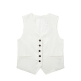 Women's 2025 Spring New Fashioned Colored Flax-Blend Vest + Shorts