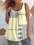 Round Collar Vest New Art Splicing Pattern 3D Digital Printing Sleeveless Women's Folding