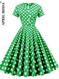 Retro Style High Waist Sexy V-Neck Wrap Polka Dot Flare Dresses Women Summer Midi Gowns Elegant Party Cotton Vintage