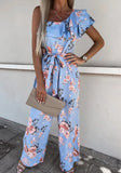 Off Shoulder Backless Office Romper Summer Sleeveless Wide Leg Pants Slit Overalls Women V Neck Wrap Night Party