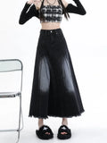 Zingj Denim Skirt Female Spring Autumn 2024 New Mid-Long Elastic High Waist Hanging Feeling Hair Edge A-Word