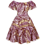 Womens African Ankara Print Mini Dress Traditional Casual Outfits Attire 2021 Fashion Short Sleeve Slash Neck African