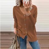 Zingj And Winter New Knit Cardigan Female Loose Jacket With Woolen Sweater V-Neck Sweater Coat Women's Clothing-Outfit
