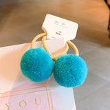 Pcs/lot Small Solid Double Fur Ball Elastic Hair Bands For Cute Girls Boutique Hair Ropes Ties Headwear Kids Hair