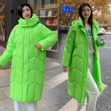 European Goods Loose Thin Hooded Long Down Cotton Suit Female 2024 Winter New Thick Warm Padded Coat Tide-Outfit