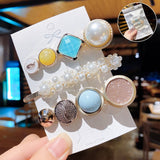 Handmade Pearls Hair Clips Pin For Women Fashion Geometric Flower Barrettes Headwear Girls Sweet Hairpins Hair