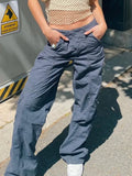 SUCHCUTE Baggy Jeans Women New Fashion Solid Wide Leg Pants Cotton Streetwear Outfits Vintage Low Waist Denim Trousers