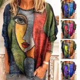 Size Women's Printing Print Long Sleeve Loose