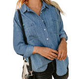 Simple Denim Women's Shirts New Spring Autumn Casual Loose Long Sleeve Jeans Blouse Women Buttons Clothing Blusas