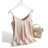 Strap Top Women Halter V Neck Basic White Cami Sleeveless Satin Silk Tank Tops Women'S Summer 2021 Camisole Plus