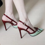 High-Heeled Women 2025 New Summer With Skirt Retro Temperament Sharp French Beauty