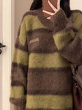 Vintage Round Neck Striped SweaterOutfit