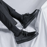 Zingj New Thick Platform Men's Big Head Shoes Large Size British Style Casual Small Leather Shoes 45 46 Shoes