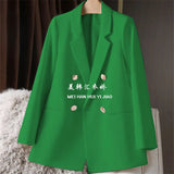 Zingj New Blazer Female Metal Button British Wind Casual Versatile Green Red Small Suit