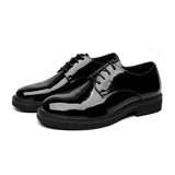 2025 New Men's Daily Round Head Low Top Round Head Thick Bottom British Wind Bright Face Patent Leather Business Shoes