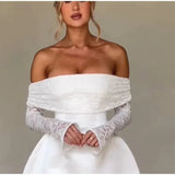 Lace Off-shoulder Patchwork Solid Mini Dress- Outfit