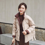 New Women White Duck Down Jacket Winter Stand Collar Loose Down Coat Female Warm Short Snow