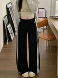 Black Striped Bow Wide Leg Pants-Outfit