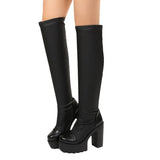 Autumn And Winter New Thick Knee-High Elastic Boots Women Color Sexy Dark Large Size Women