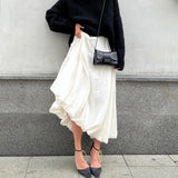 Zingj New 2024 Spring Balloon Dress Is Fashionable, Casual, Simple And Pure Color And Versatile With High Waist-Outfit