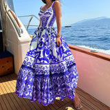 Spot 2025 Spring And Summer New Female Fashion Temperament Large Long Print Halenders