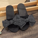 women Bohemia Floral Beach Sandals Striped bow Slippers Flip Flops For Women Summer slippers 3CM High heel
