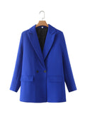 New Pure Color Double-Breasted Loose Casual Suit Jacket In