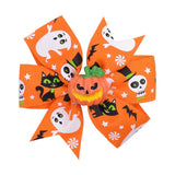 inchs Halloween Decoration Grosgrain Ribbon Hair Bows For Baby Girls Ghost Pumpkin Pinwheel Hair Clips Hair