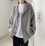 New Hong Kong Style Plaid Jacket Women's Autumn Korean Version Of The Original Sufeng Men's Loose And Thin Casual