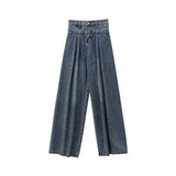 Stitch Details Patchwork High Waist JeansOutfit