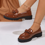 Lofu Shoes Women 2025 Spring And Summer New Roundhead With Thick Bottom Handy Korean Version Comfort Single