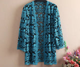 Lace Cardigan Embroidery Women Casual Vintage Jackets Mujer Coat Jaqueta Feminino Casaco De La Big Plus Size 2XL~4XL